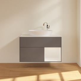 Тумба под раковину Villeroy & Boch Finion 100х50,1 см с подсветкой МДФ антрацит матовый лак/стекло белое матовое G901GFGK