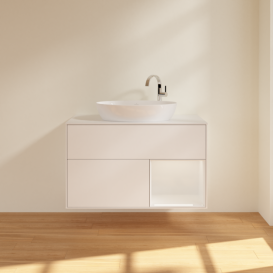 Тумба под раковину Villeroy & Boch Finion 100х50,1 см с подсветкой МДФ белый матовый лак/стекло белое матовое G901GFMT