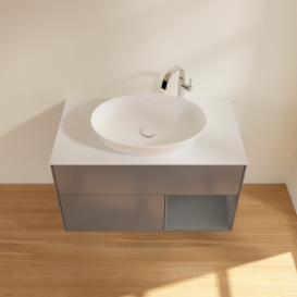 Тумба под раковину Villeroy & Boch Finion 100х50,1 см с подсветкой МДФ антрацит матовый лак/стекло белое матовое G901GKGK