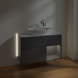 Тумба под раковину Villeroy & Boch Finion 100х50,1 см с подсветкой МДФ антрацит матовый лак/стекло белое матовое G901GKGK