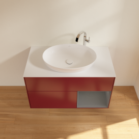 Тумба под раковину Villeroy & Boch Finion 100х50,1 см с подсветкой МДФ пион матовый лак/стекло белое матовое G901GKHB