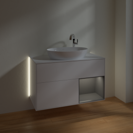 Тумба под раковину Villeroy & Boch Finion 100х50,1 см с подсветкой МДФ белый матовый лак/стекло белое матовое G901GKMT