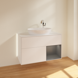 Тумба под раковину Villeroy & Boch Finion 100х50,1 см с подсветкой МДФ белый матовый лак/стекло белое матовое G901GKMT