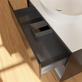 Тумба под раковину Villeroy & Boch Finion 100х50,1 см с подсветкой МДФ черный матовый лак/стекло белое матовое G901GKPD