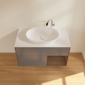 Тумба під раковину Villeroy & Boch Finion 100х50,1 см з підсвічуванням антрацит матовий лак/скло біле матове G901GNGK