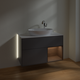 Тумба под раковину Villeroy & Boch Finion 100х50,1 см с подсветкой МДФ антрацит матовый лак/стекло белое матовое G901GNGK