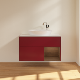 Тумба под раковину Villeroy & Boch Finion 100х50,1 см с подсветкой МДФ пион матовый лак/стекло белое матовое G901GNHB