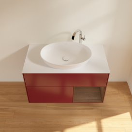 Тумба под раковину Villeroy & Boch Finion 100х50,1 см с подсветкой МДФ пион матовый лак/стекло белое матовое G901GNHB