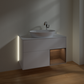 Тумба под раковину Villeroy & Boch Finion 100х50,1 см с подсветкой МДФ белый матовый лак/стекло белое матовое G901GNMT