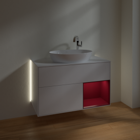 Тумба под раковину Villeroy & Boch Finion 100х50,1 см с подсветкой МДФ глянцевый белый лак/стекло белое матовое G901HBGF
