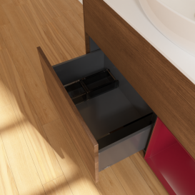 Тумба под раковину Villeroy & Boch Finion 100х50,1 см с подсветкой МДФ шпон грецкого ореха/стекло белое матовое G901HBGN