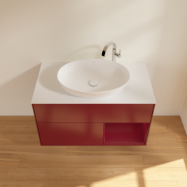 Тумба под раковину Villeroy & Boch Finion 100х50,1 см с подсветкой МДФ пион матовый лак/стекло белое матовое  G901HBHB