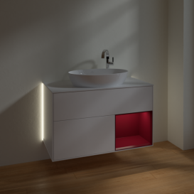 Тумба под раковину Villeroy & Boch Finion 100х50,1 см с подсветкой МДФ белый матовый лак/стекло белое матовое G901HBMT
