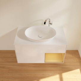 Тумба под раковину Villeroy & Boch Finion 100х50,1 см с подсветкой МДФ глянцевый белый лак/стекло белое матовое G901HFGF