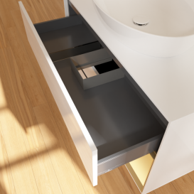 Тумба под раковину Villeroy & Boch Finion 100х50,1 см с подсветкой МДФ глянцевый белый лак/стекло белое матовое G901HFGF