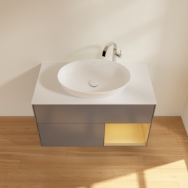 Тумба под раковину Villeroy & Boch Finion 100х50,1 см с подсветкой МДФ антрацит матовый лак/стекло белое матовое G901HFGK