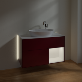 Тумба под раковину Villeroy & Boch Finion 100х50,1 см с подсветкой МДФ пион матовый лак/стекло белое матовое G901MTHB