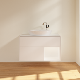 Тумба под раковину Villeroy & Boch Finion 100х50,1 см с подсветкой МДФ белый матовый лак/стекло белое матовое G901MTMT