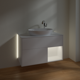 Тумба под раковину Villeroy & Boch Finion 100х50,1 см с подсветкой МДФ белый матовый лак/стекло белое матовое G901MTMT