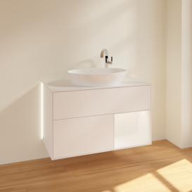 Тумба под раковину Villeroy & Boch Finion 100х50,1 см с подсветкой МДФ белый матовый лак/стекло белое матовое G901MTMT