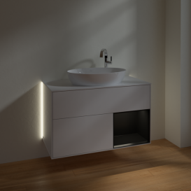 Тумба под раковину Villeroy & Boch Finion 100х50,1 см с подсветкой МДФ глянцевый белый лак/стекло белое матовое G901PDGF