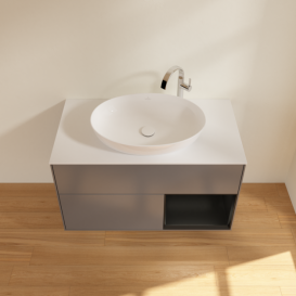 Тумба под раковину Villeroy & Boch Finion 100х50,1 см с подсветкой МДФ антрацит матовый лак/стекло белое матовое G901PDGK