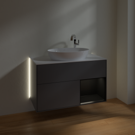 Тумба под раковину Villeroy & Boch Finion 100х50,1 см с подсветкой МДФ антрацит матовый лак/стекло белое матовое G901PDGK