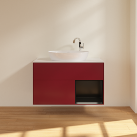 Тумба под раковину Villeroy & Boch Finion 100х50,1 см с подсветкой МДФ пион матовый лак/стекло белое матовое G901PDHB