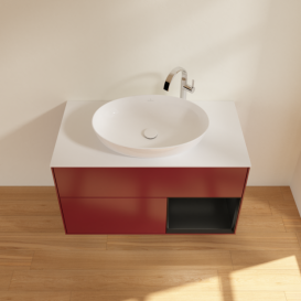 Тумба под раковину Villeroy & Boch Finion 100х50,1 см с подсветкой МДФ пион матовый лак/стекло белое матовое G901PDHB