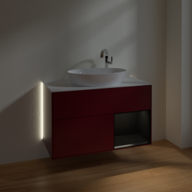 Тумба под раковину Villeroy & Boch Finion 100х50,1 см с подсветкой МДФ пион матовый лак/стекло белое матовое G901PDHB