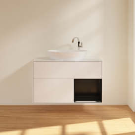 Тумба под раковину Villeroy & Boch Finion 100х50,1 см с подсветкой МДФ белый матовый лак/стекло белое матовое G901PDMT