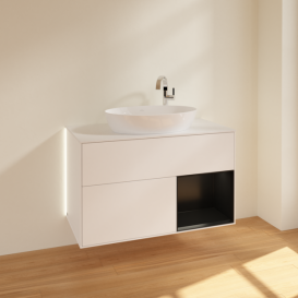 Тумба под раковину Villeroy & Boch Finion 100х50,1 см с подсветкой МДФ белый матовый лак/стекло белое матовое G901PDMT