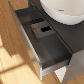 Тумба под раковину Villeroy & Boch Finion 100х50,1 см с подсветкой МДФ антрацит матовый лак/стекло черное матовое G902GFGK