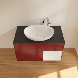 Тумба под раковину Villeroy & Boch Finion 100х50,1 см с подсветкой МДФ пион матовый лак/стекло черное матовое G902GFHB