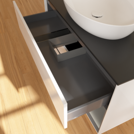 Тумба под раковину Villeroy & Boch Finion 100х50,1 см с подсветкой МДФ глянцевый белый лак/стекло черное матовое G902GKGF