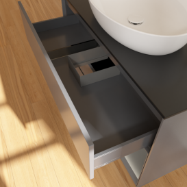 Тумба под раковину Villeroy & Boch Finion 100х50,1 см с подсветкой МДФ антрацит матовый лак/стекло черное матовое G902GKGK