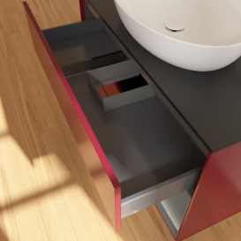 Тумба под раковину Villeroy & Boch Finion 100х50,1 см с подсветкой МДФ пион матовый лак/стекло черное матовое G902GKHB