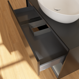 Тумба под раковину Villeroy & Boch Finion 100х50,1 см с подсветкой МДФ черный матовый лак/стекло черное матовое G902GKPD