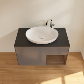 Тумба под раковину Villeroy & Boch Finion 100х50,1 см с подсветкой МДФ антрацит матовый лак/стекло черное матовое G902GNGK