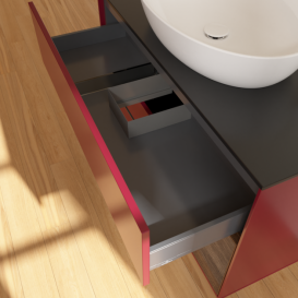 Тумба под раковину Villeroy & Boch Finion 100х50,1 см с подсветкой МДФ пион матовый лак/стекло черное матовое G902GNHB