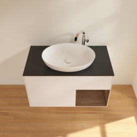 Тумба под раковину Villeroy & Boch Finion 100х50,1 см с подсветкой МДФ белый матовый лак/стекло черное матовое G902GNMT