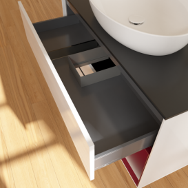 Тумба под раковину Villeroy & Boch Finion 100х50,1 см с подсветкой МДФ глянцевый белый лак/стекло черное матовое G902HBGF