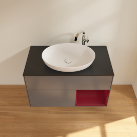 Тумба под раковину Villeroy & Boch Finion 100х50,1 см с подсветкой МДФ антрацит матовый лак/стекло черное матовое G902HBGK