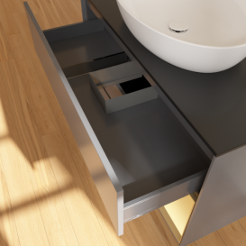 Тумба под раковину Villeroy & Boch Finion 100х50,1 см с подсветкой МДФ антрацит матовый лак/стекло черное матовое G902HFGK