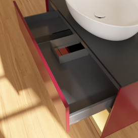 Тумба под раковину Villeroy & Boch Finion 100х50,1 см с подсветкой МДФ пион матовый лак/стекло черное матовое G902HFHB