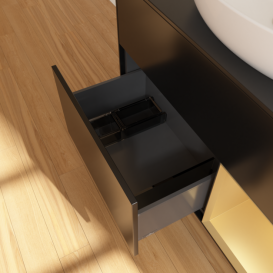 Тумба под раковину Villeroy & Boch Finion 100х50,1 см с подсветкой МДФ черный матовый лак/стекло черное матовое G902HFPD