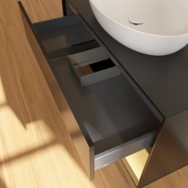 Тумба под раковину Villeroy & Boch Finion 100х50,1 см с подсветкой МДФ черный матовый лак/стекло черное матовое G902HFPD