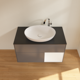 Тумба под раковину Villeroy & Boch Finion 100х50,1 см с подсветкой МДФ антрацит матовый лак/стекло черное матовое G902MTGK