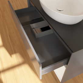 Тумба под раковину Villeroy & Boch Finion 100х50,1 см с подсветкой МДФ антрацит матовый лак/стекло черное матовое G902MTGK