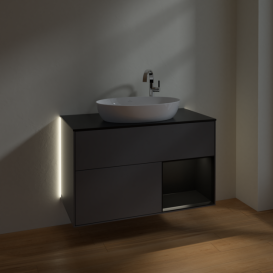 Тумба под раковину Villeroy & Boch Finion 100х50,1 см с подсветкой МДФ антрацит матовый лак/стекло черное матовое G902PDGK